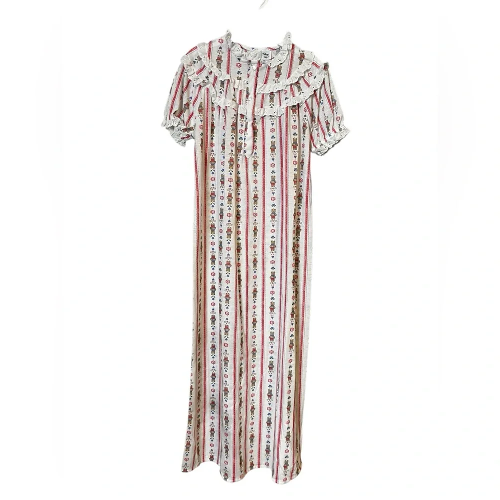 Lanz of Salzburg Vintage Teddy Bear Flannel Nightgown Girls 14/Womens XS - Picture 3 of 8